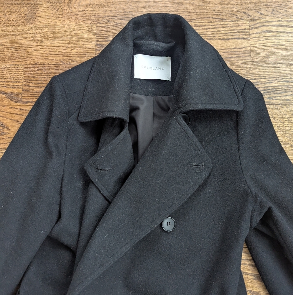 Everlane Women's Black Wool And Cashmere Coat With Belt